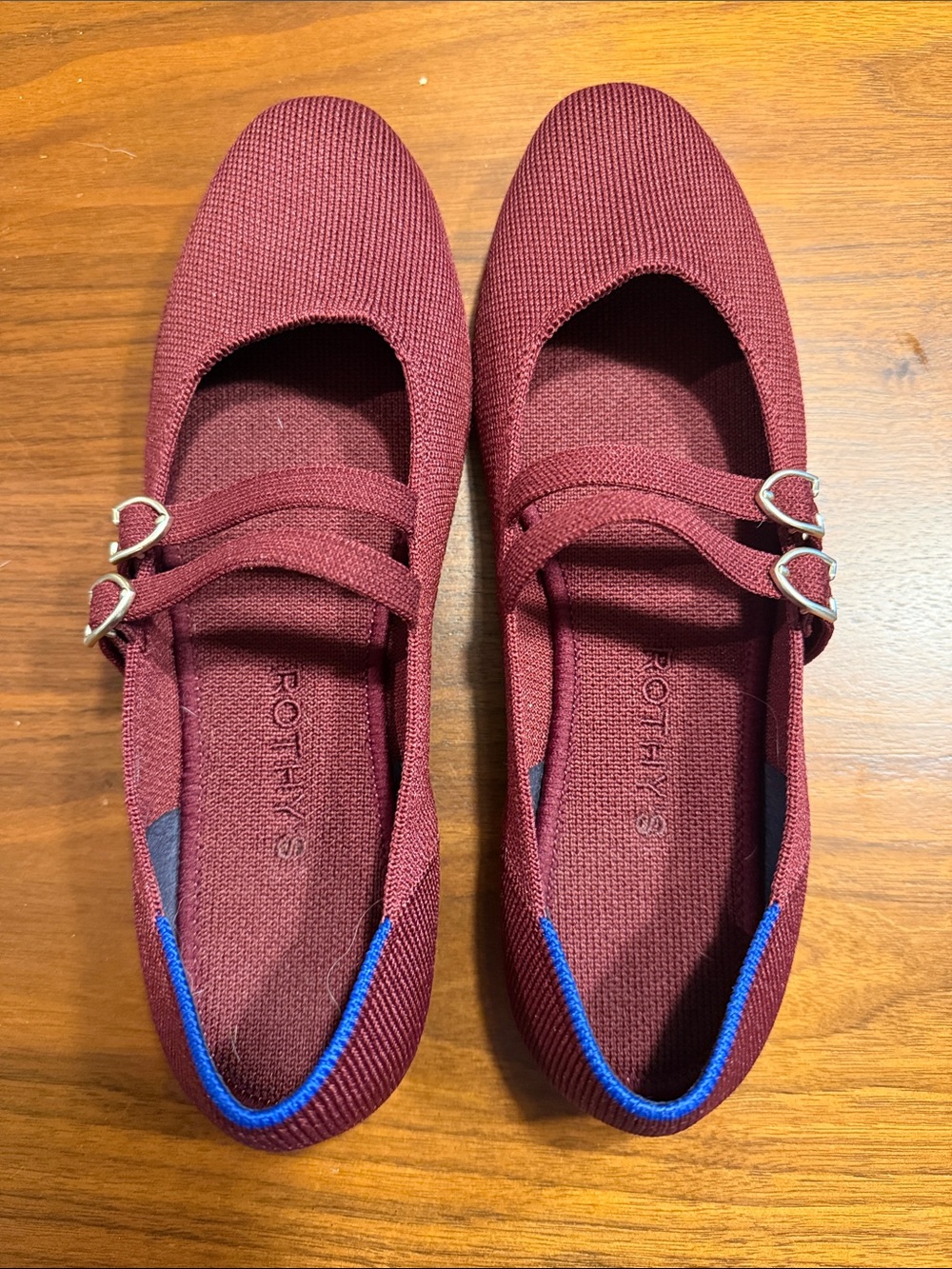 Rothy's Burgundy Double-Strap Mary Jane Flats